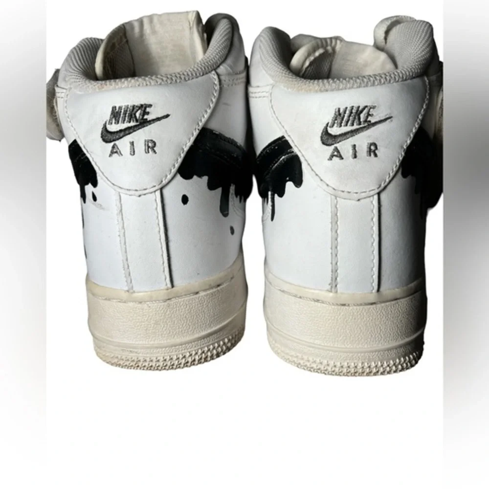 Nike Air Force 1 drip shoes sneakers Size 7Y white & customized black Nike‎ logo